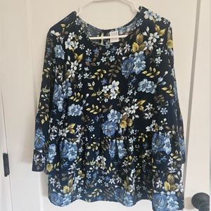 Flower Blouse with Ruffles Time and Tru